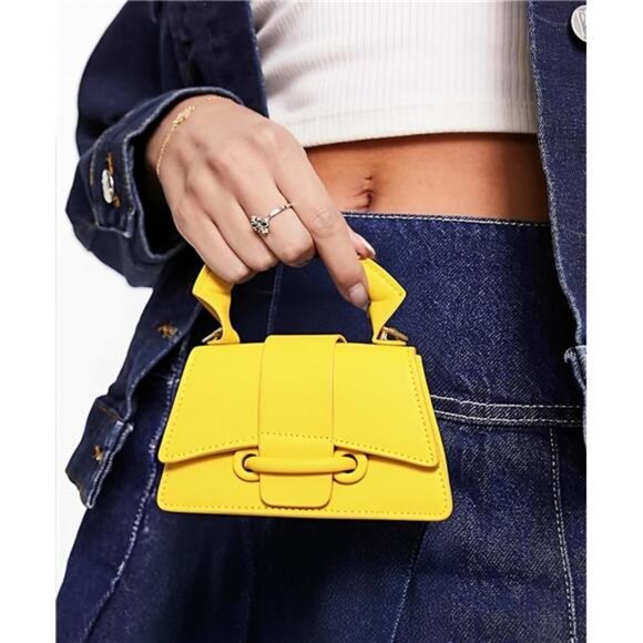 Mini Crossbody PU Leather, Shoulder Bag Yellow - Picture 5 of 7